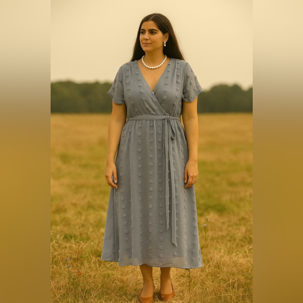 Elegant Blue Dress with ties